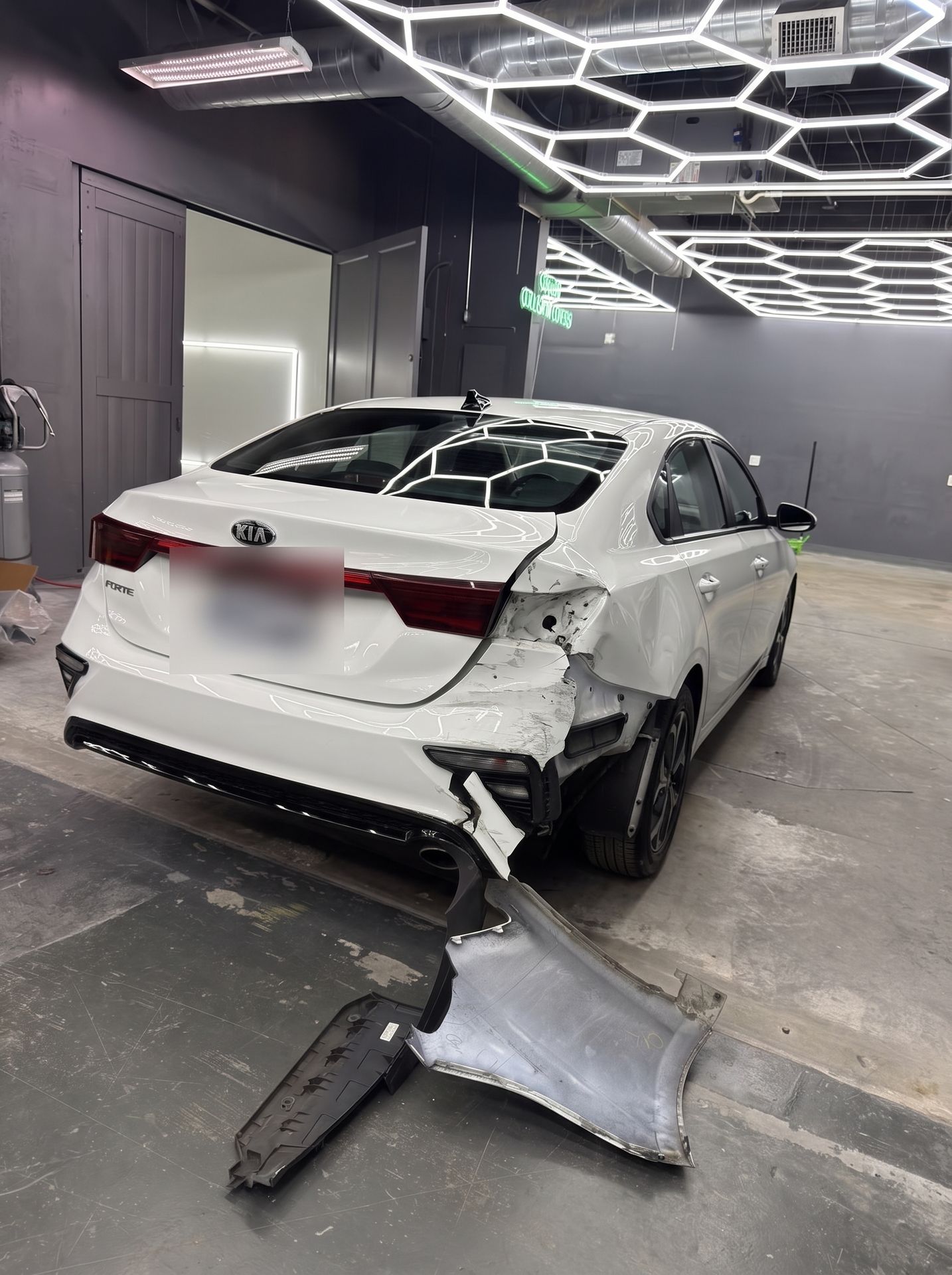 Kia Forte with rear-end damage